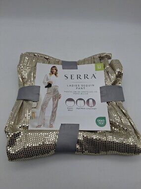 NEW Gold Sequin Pants Womens M 8-10 Sparkle Club Party Showgirl Serra
